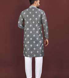 Grey embroidered silk straight kurta