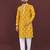 Yellow embroidered silk straight kurta