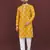 Yellow embroidered silk straight kurta