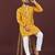 Yellow embroidered silk straight kurta