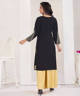 Superior quality rayon fabric black color embroidery kurta with sharara 3
