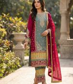 GREEN CHINON embroidered Sharara SUIT