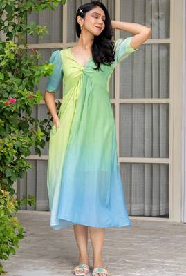 Light blue tye dye chanderi dress 2