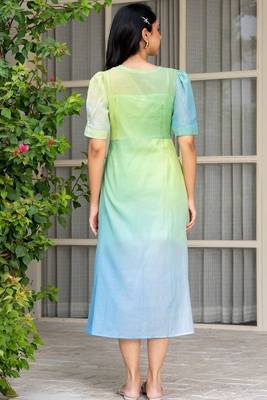 Light blue tye dye chanderi dress 4