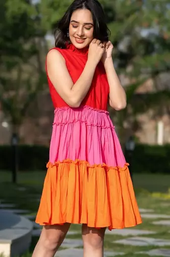 Three colour of cotton dress