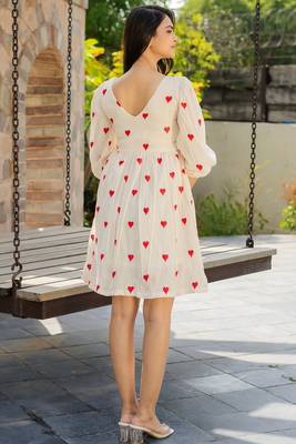 Off white cotton emboridered mini dress 4
