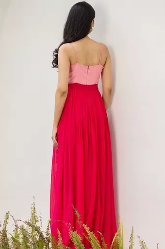 Hot pink georgette maxi dress