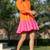 Orange & pink cotton mini dress