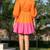 Orange & pink cotton mini dress