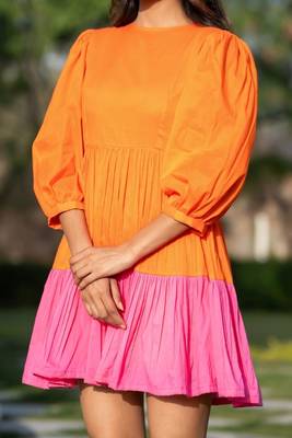 Orange & pink cotton mini dress 5