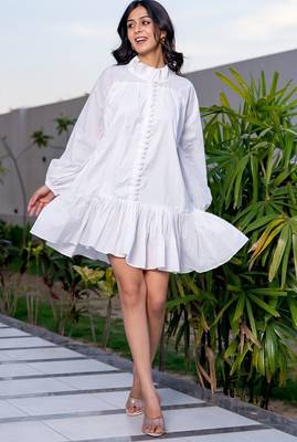 White cotton ruffle dress 1