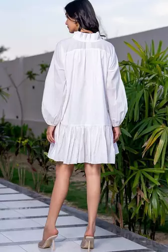 White cotton ruffle dress