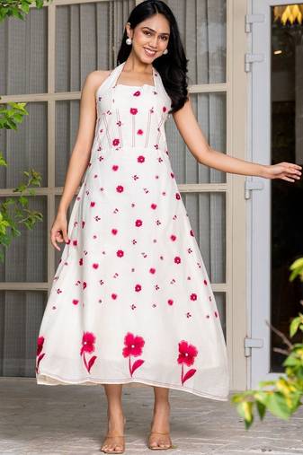 White emboridered mdi dress