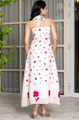 White emboridered mdi dress
