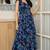 Deep blue floral print maxi dress