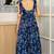 Deep blue floral print maxi dress