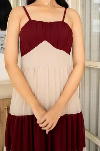 Brown georgette maxi dress