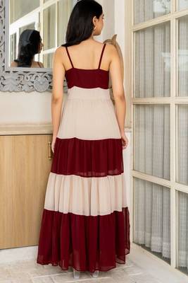 Brown georgette maxi dress 4