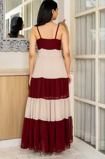 Brown georgette maxi dress