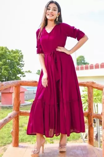 Burgandi cotton flared dress
