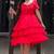 Charry red crape ruffle dress