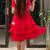 Charry red crape ruffle dress