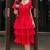 Charry red crape ruffle dress