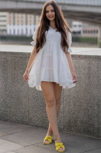 Whitecotton ruffle dress