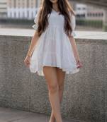 Whitecotton ruffle dress