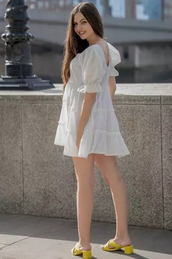 Whitecotton ruffle dress