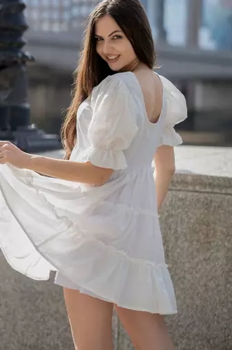 Whitecotton ruffle dress