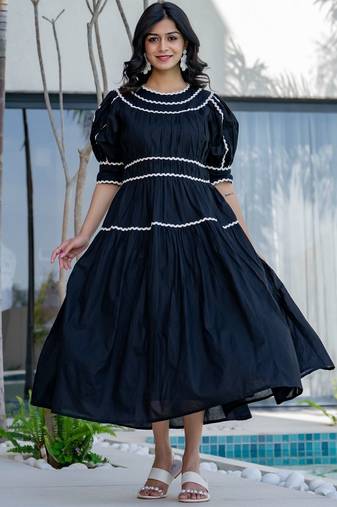 Soot black cotton dress