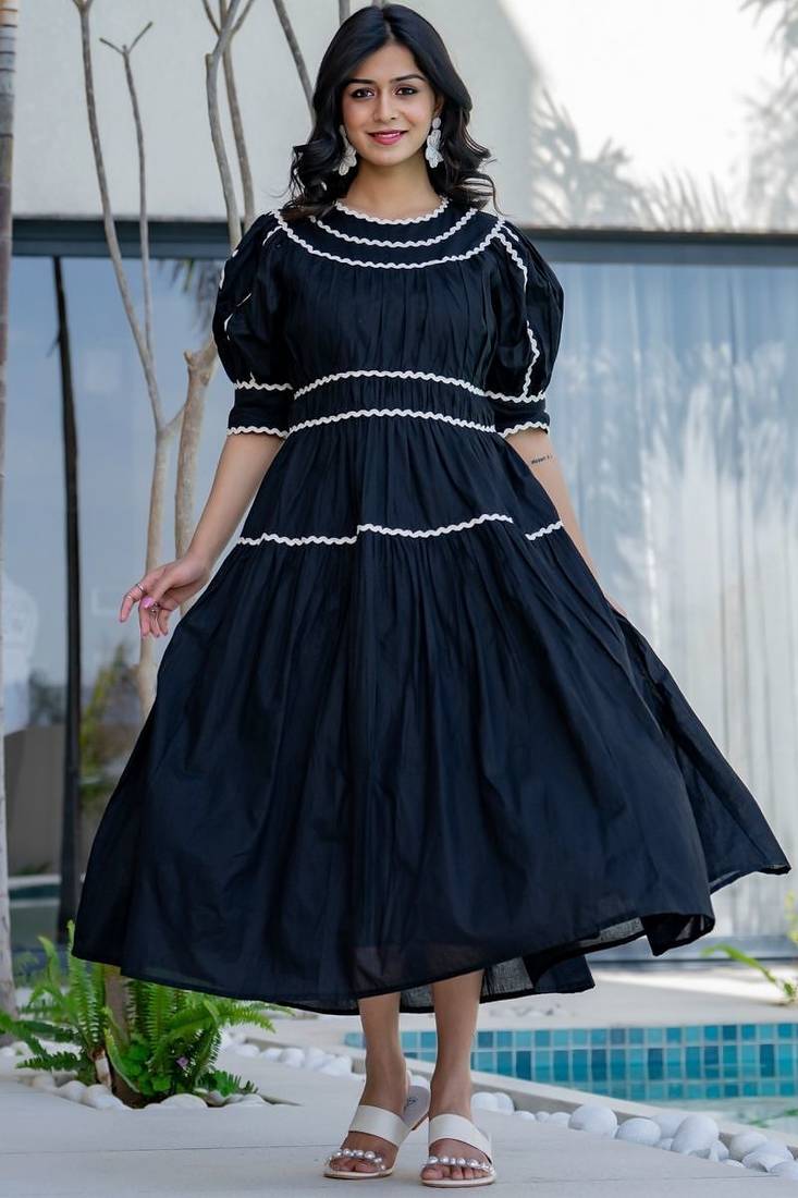 Soot black cotton dress