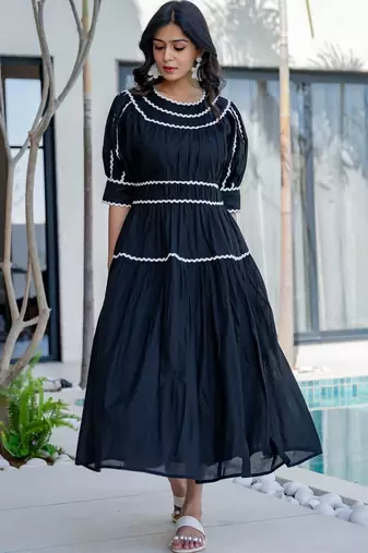 Soot black cotton dress