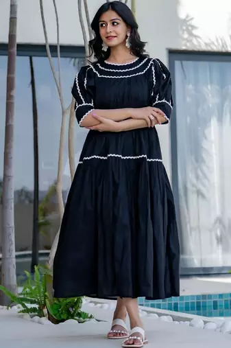Soot black cotton dress