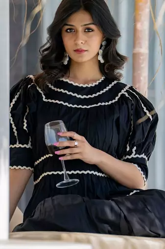 Soot black cotton dress