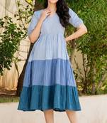 Blue cotton block dress