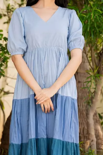 Blue cotton block dress