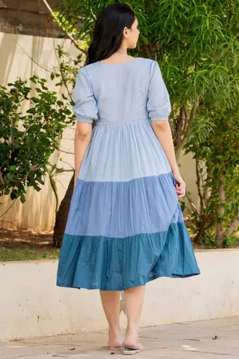 Blue cotton block dress