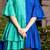 Green & blue cotton ruffle dress