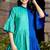 Green & blue cotton ruffle dress
