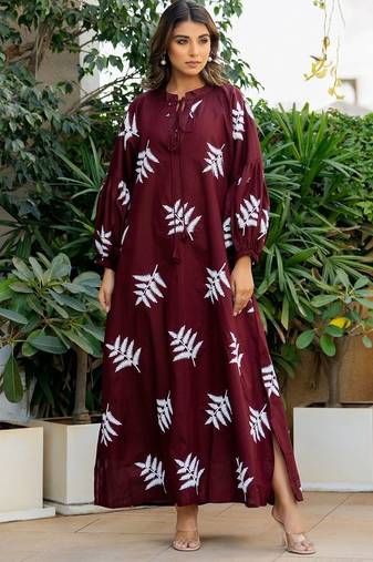 Red cotton embroidery dress