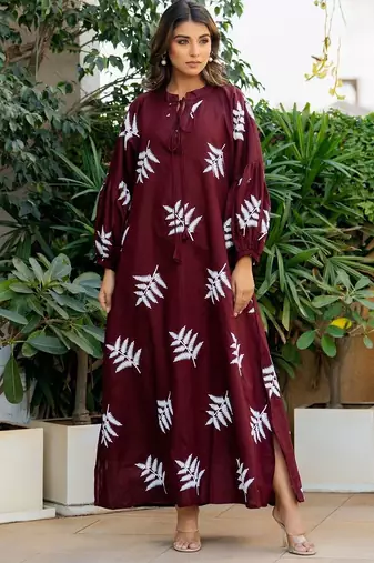 Red cotton embroidery dress