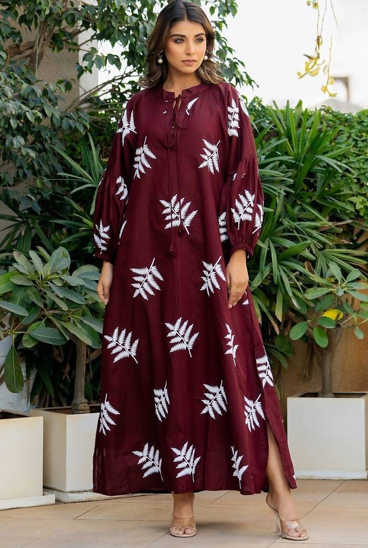 Red cotton embroidery dress