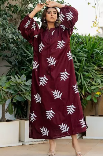 Red cotton embroidery dress