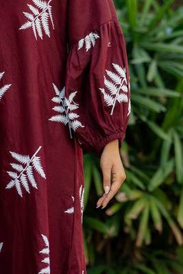 Red cotton embroidery dress 5