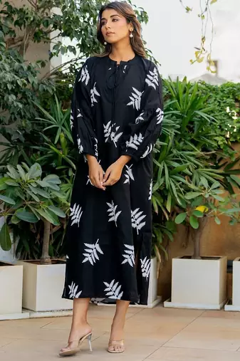 Black cotton embroidery dress