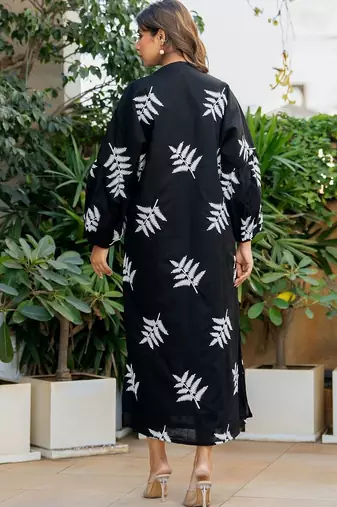 Black cotton embroidery dress