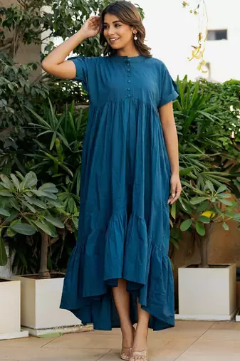 Blue cotton block dress
