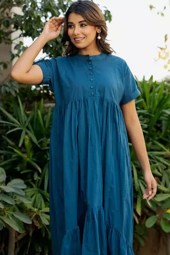Blue cotton block dress